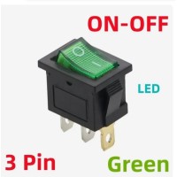 Кнопка KCD1  6A*250VAC 3-Pin (Зелёная)