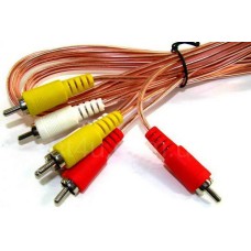 Шнур"3RCA-3RCA" прозрачный 1.8м