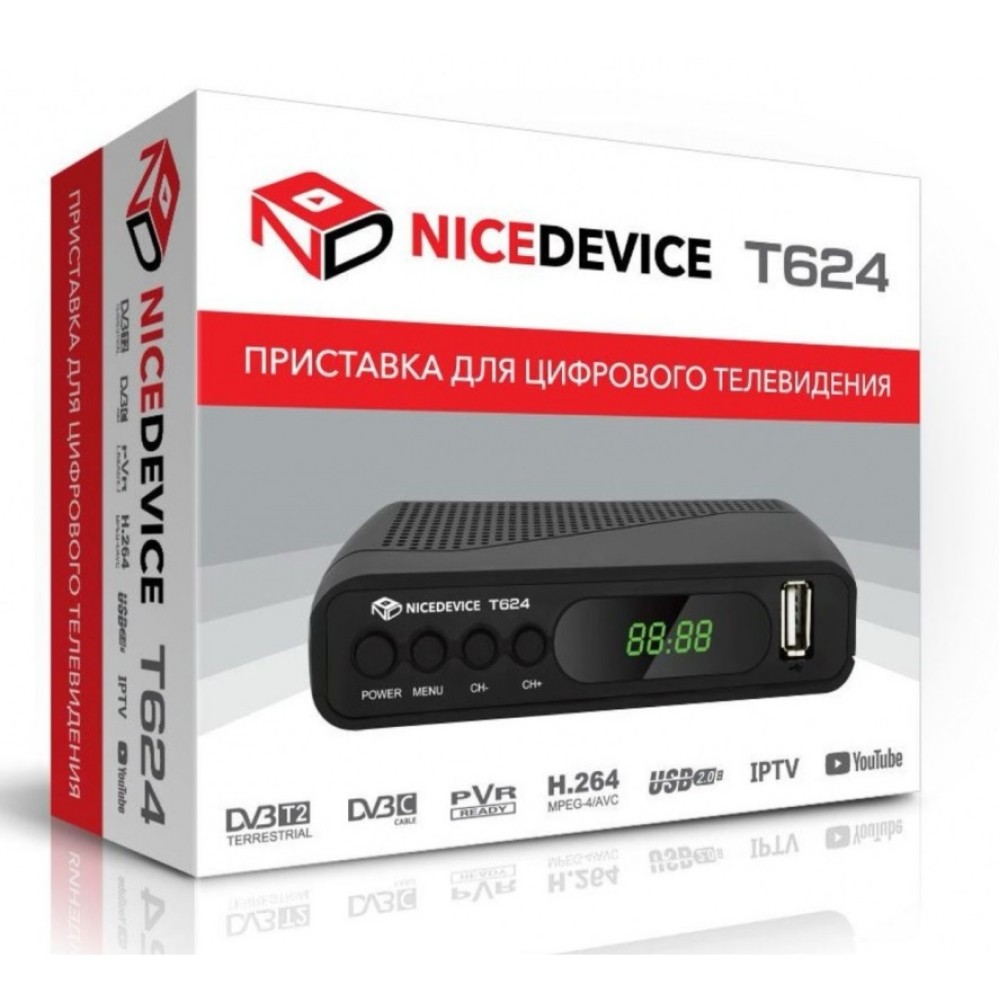 Ресивер DVB-T2/C "NiceDevice" T624 Ресивер DVB-T2/C "NiceDevice" T624